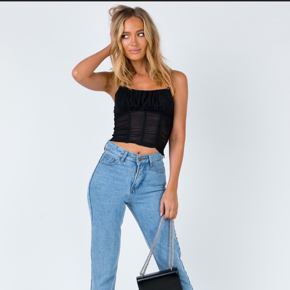 princess polly black sheer tank top